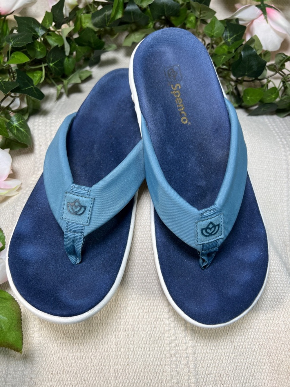 🩴Spenco Navy Footbed with Light Blue Strap Women’s Flip Sandals